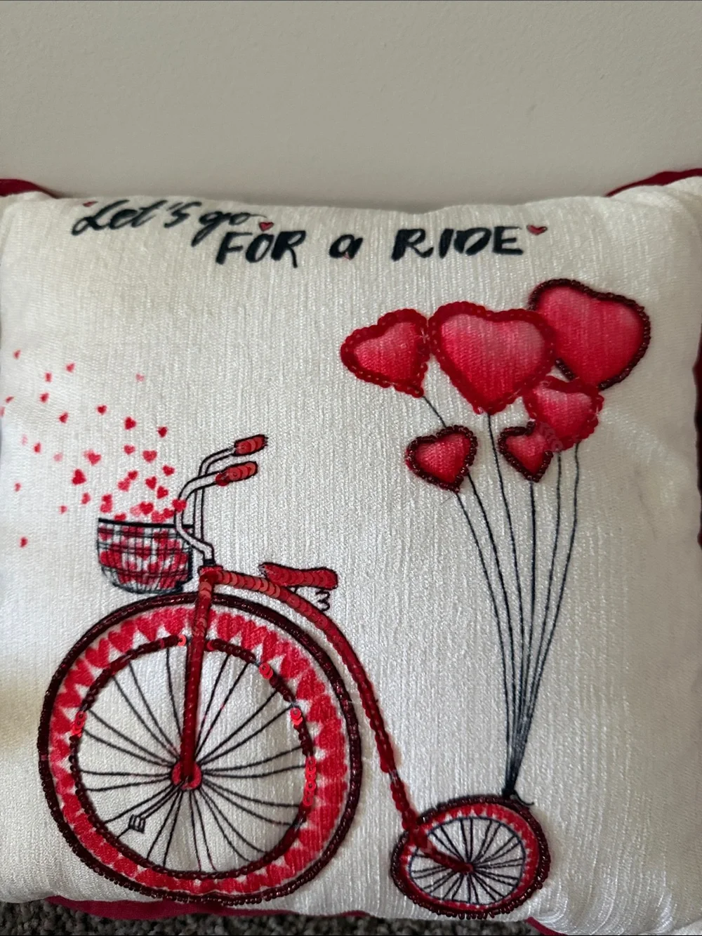 2 Bella Lux embellished Love Heart accent Pillows